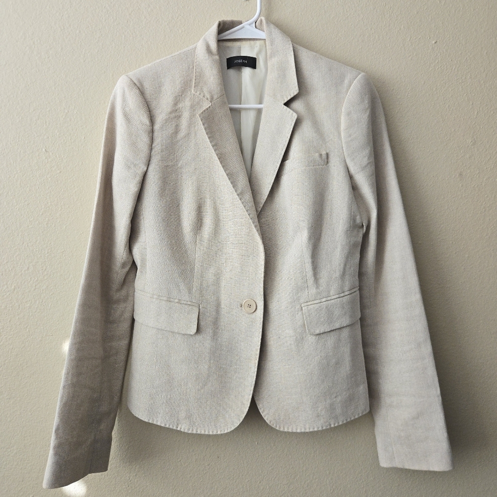 JOSEPH Linen Notched Minimalist Blazer‎ Jacket Size 40 Old Money Elevated Basic